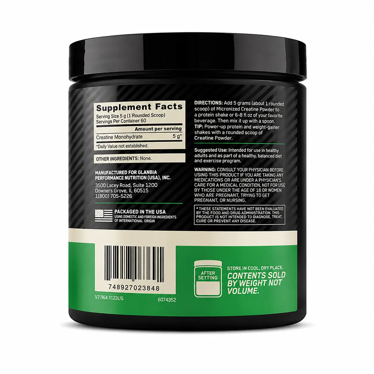 Optimum Nutrition Creatina Micronizada Monohidrato en Polvo